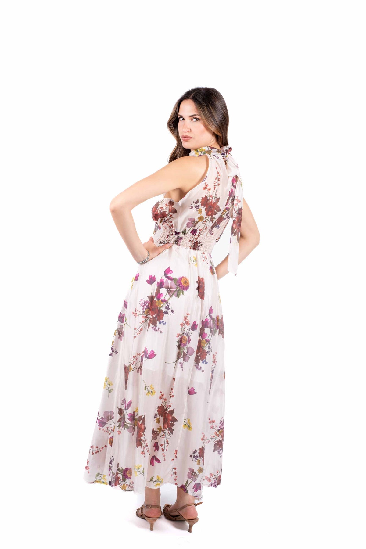 Abito Lungo Floreale con Scollo Halter donna Miss love - 2