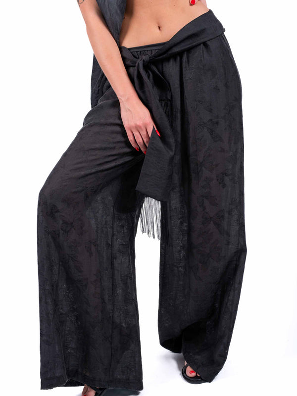 Pantaloni Fluidi con Fusciacca Neri da donna Miss love