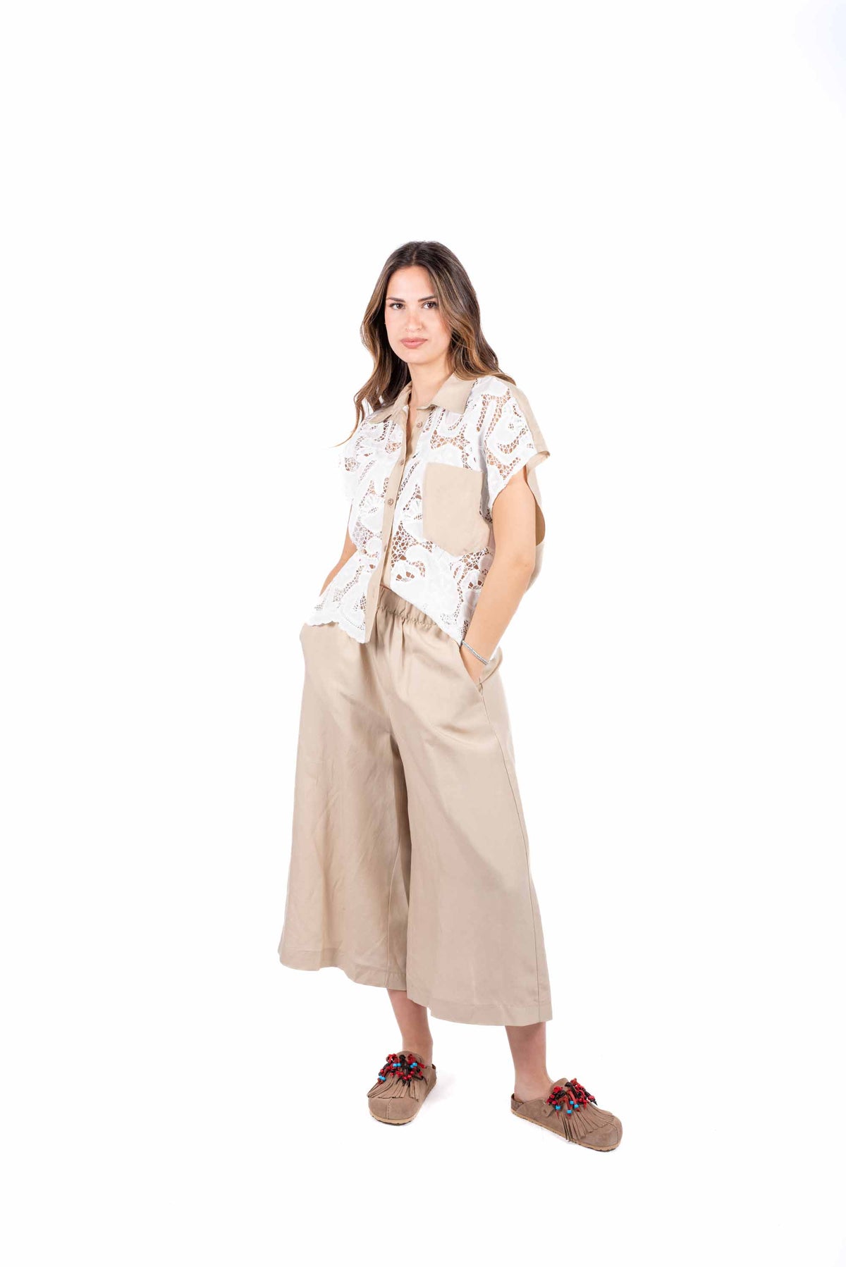 Camicia Lace Natural Touch Sabbia donna Miss love - 2