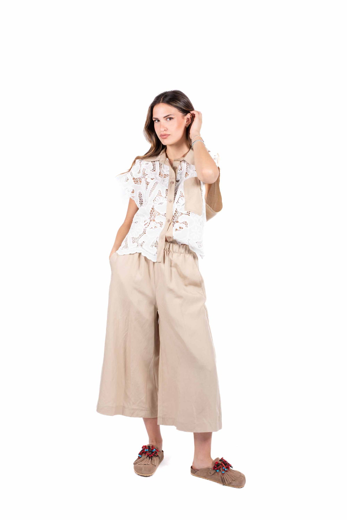 Camicia Lace Natural Touch Sabbia donna Miss love - 4