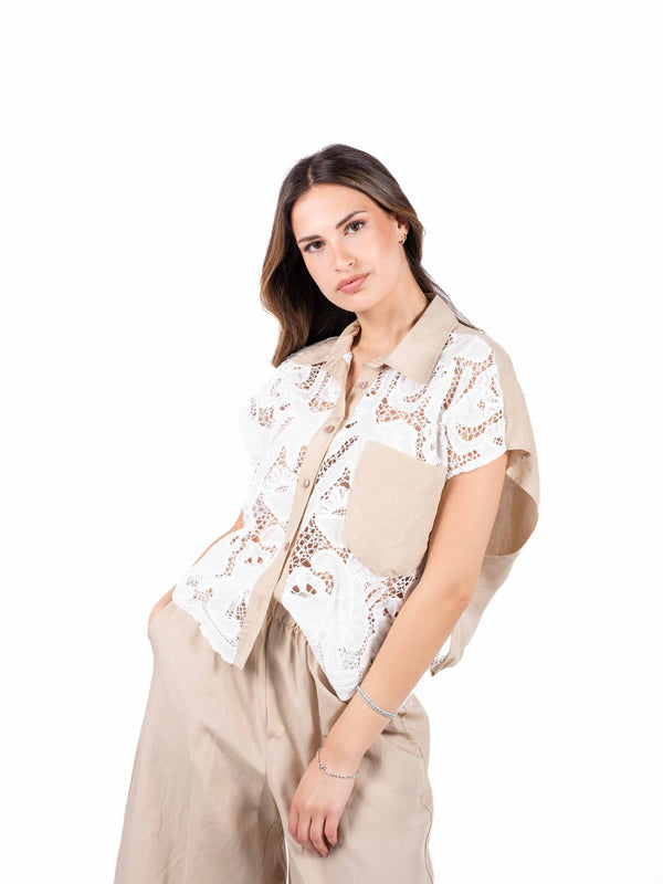 Camicia Lace Natural Touch Sabbia da donna Miss love