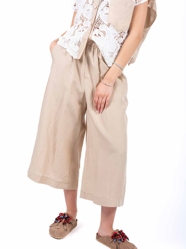 Pantaloni Wide Soft Sabbia da donna Miss love