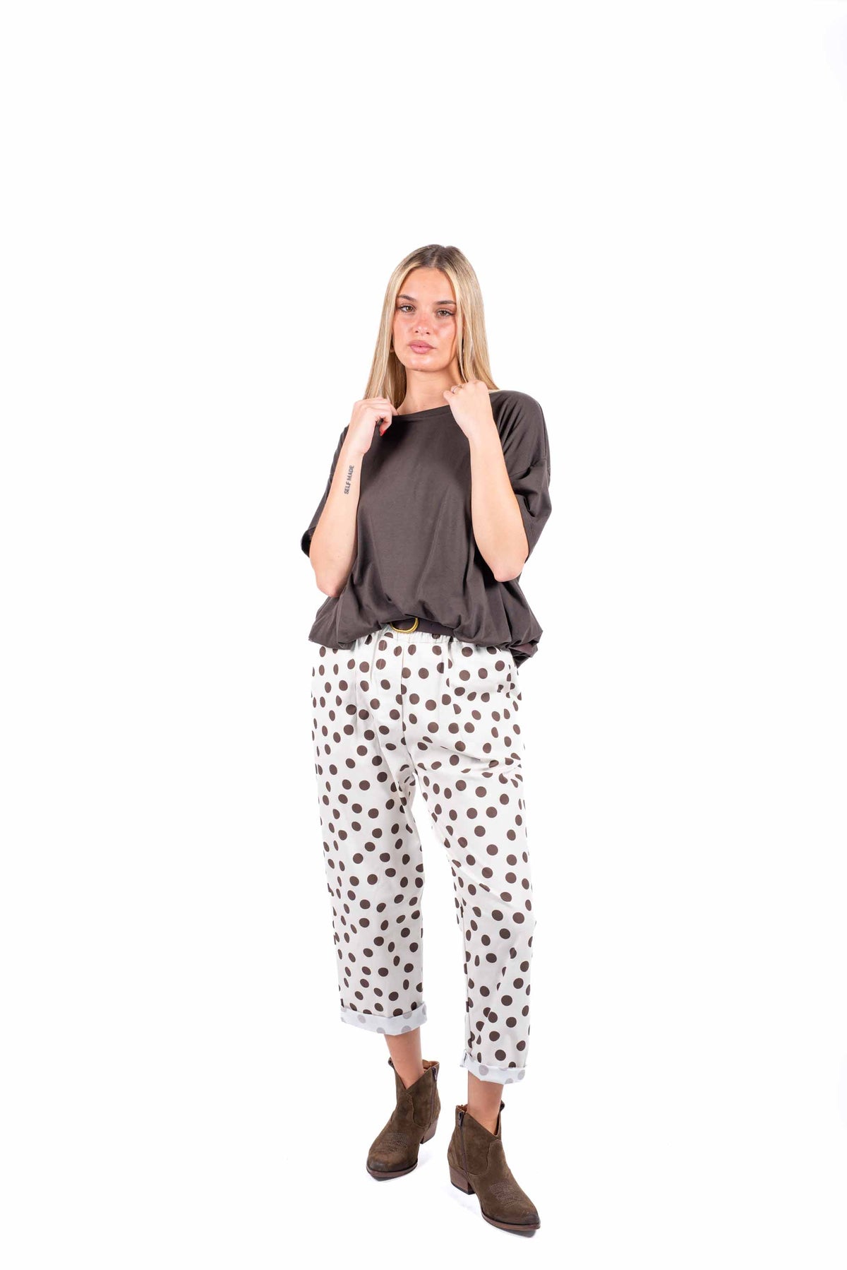 T-shirt Over con Arriccio Cioccolato donna Miss love - 3