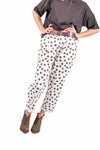 Pantaloni a Pois Marroni con Cintura e Elastico Bianchi donna Miss love - 1