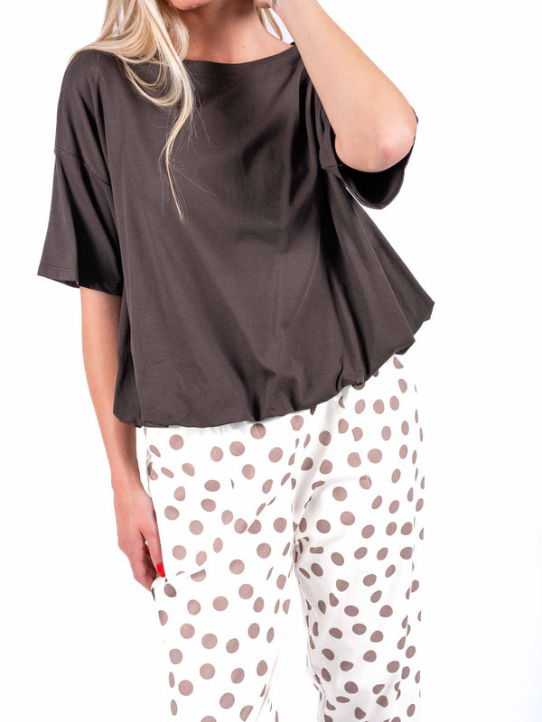 T-shirt Over con Arriccio Cioccolato da donna Miss love