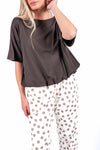 T-shirt Over con Arriccio Cioccolato donna Miss love - 1