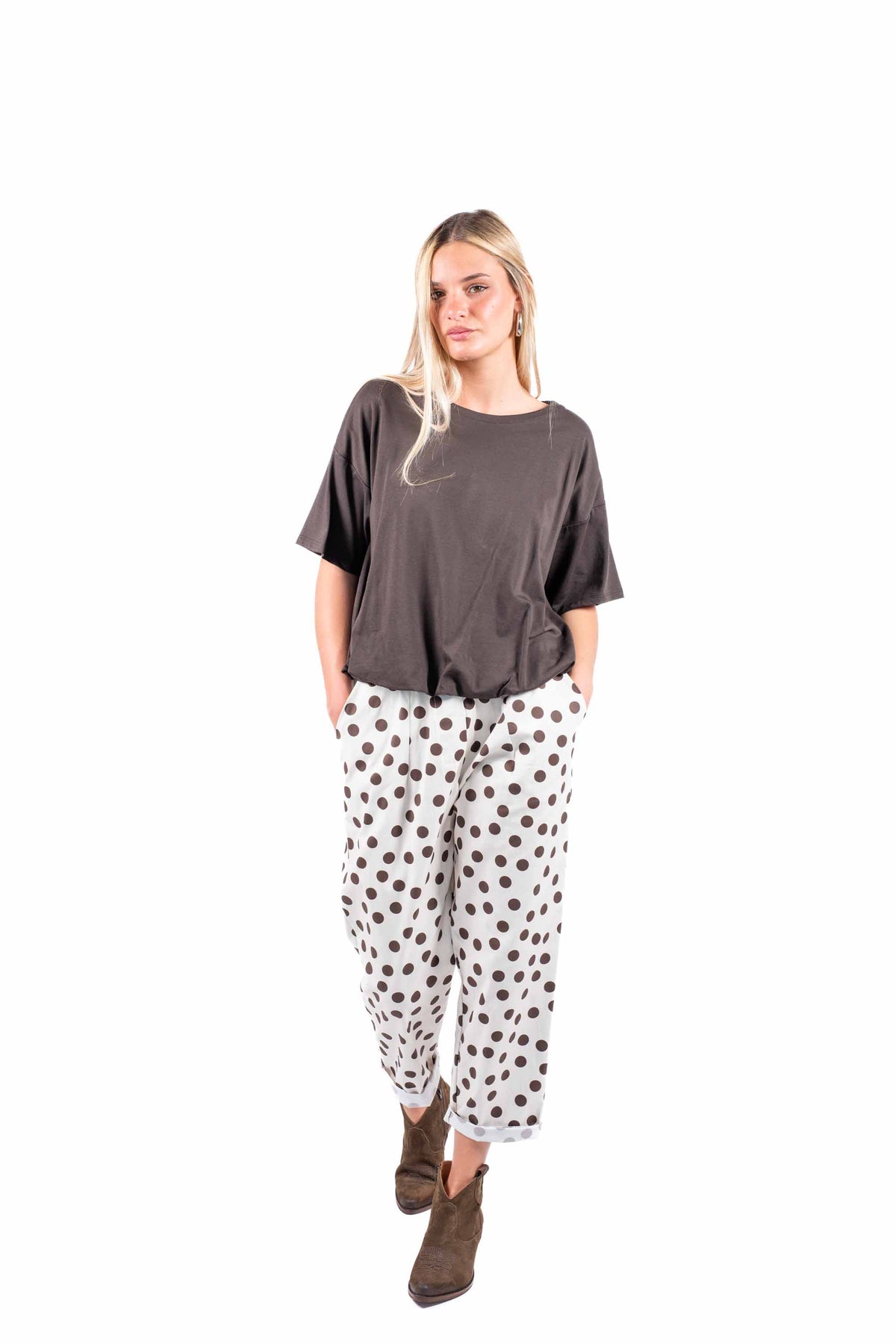 T-shirt Over con Arriccio Cioccolato donna Miss love - 6