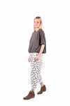 Pantaloni a Pois Marroni con Cintura e Elastico Bianchi donna Miss love - 5