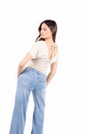 Top scollo a V e Arricciature Sabbia donna Miss love - 4