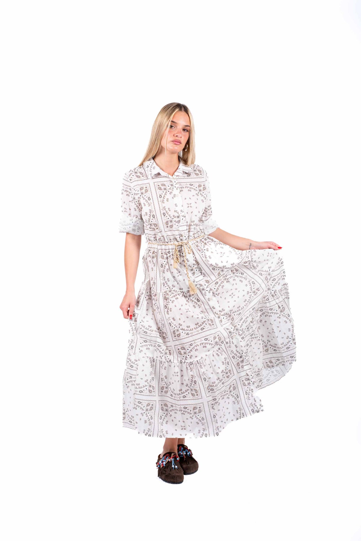 Abito Chemisier Bandana Print Bianco donna Miss love - 3