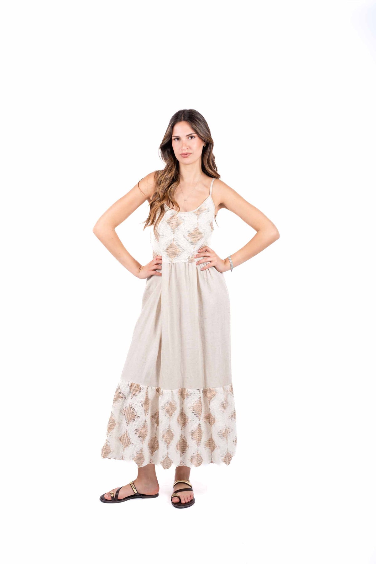 Abito Midi Spalline in Misto Lino donna Miss love - 6