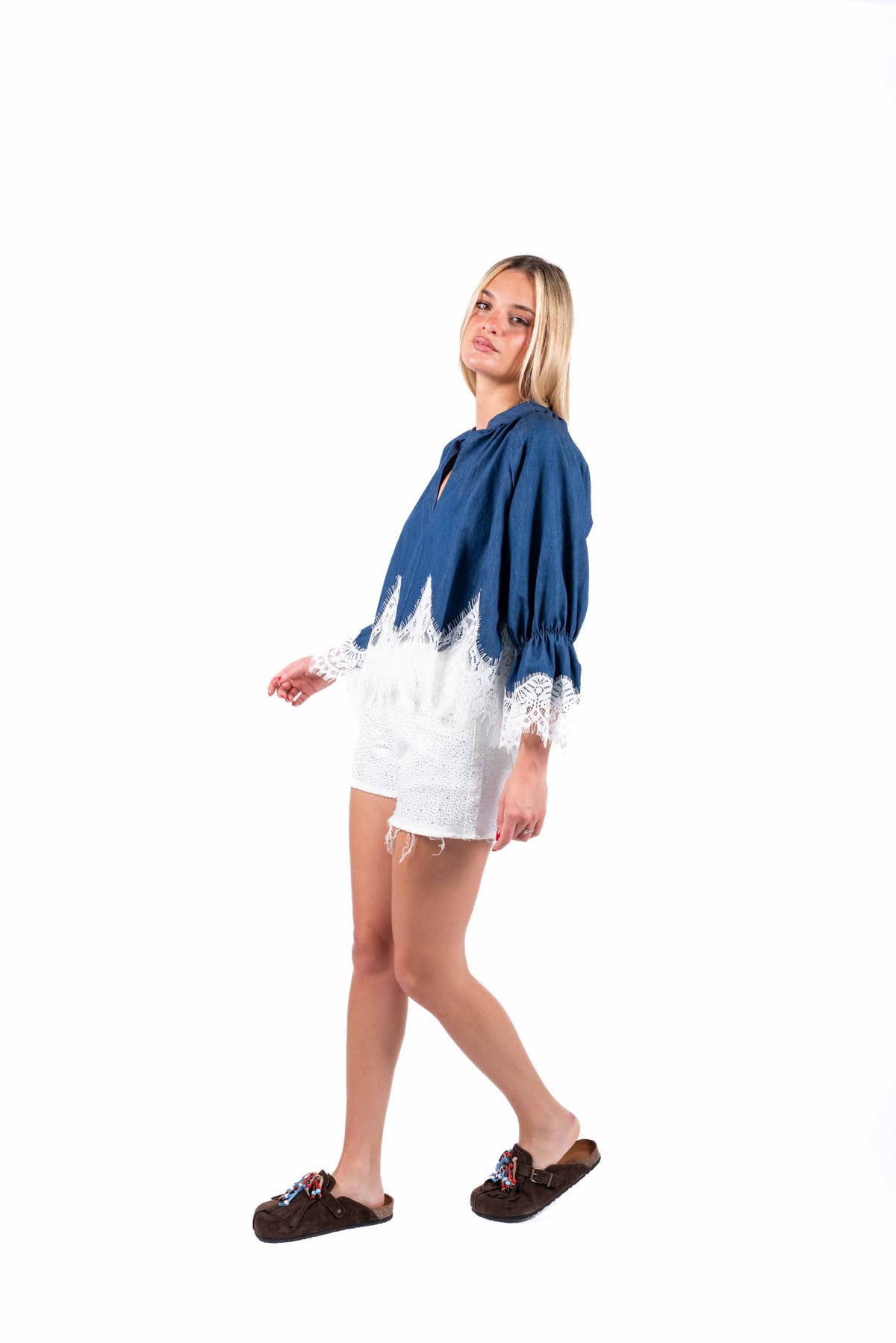 Blusa Denim con Pizzo donna Miss love - 6