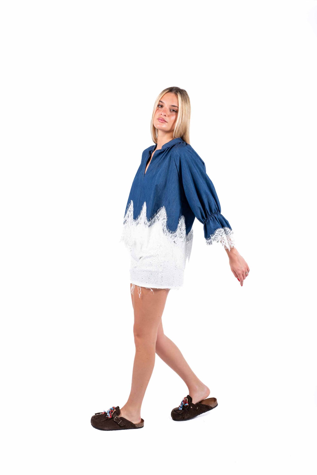 Shorts Bianco con Strass donna Miss love - 4