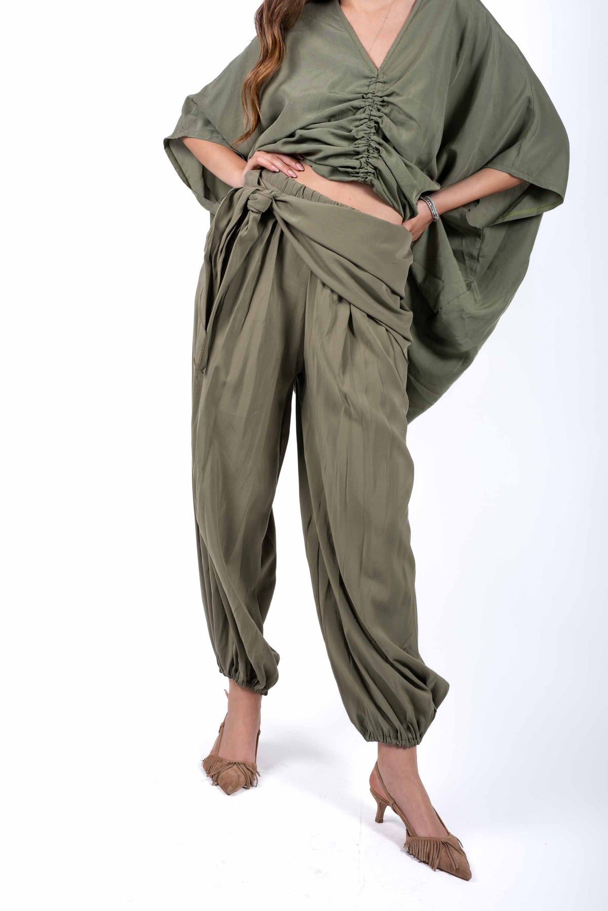 Pantaloni in Cupro Militare donna Miss love - 3