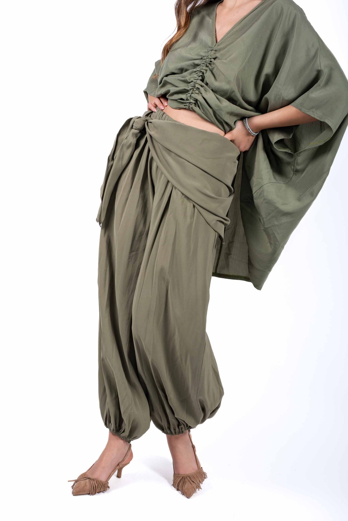 Pantaloni in Cupro Militare donna Miss love - 5