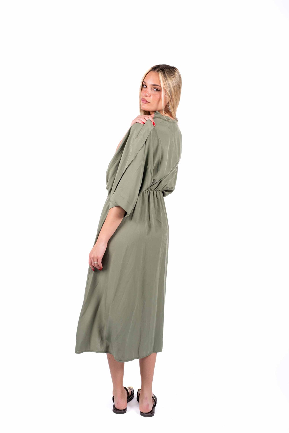 Abito Midi in Cupro Militare donna Miss love - 4