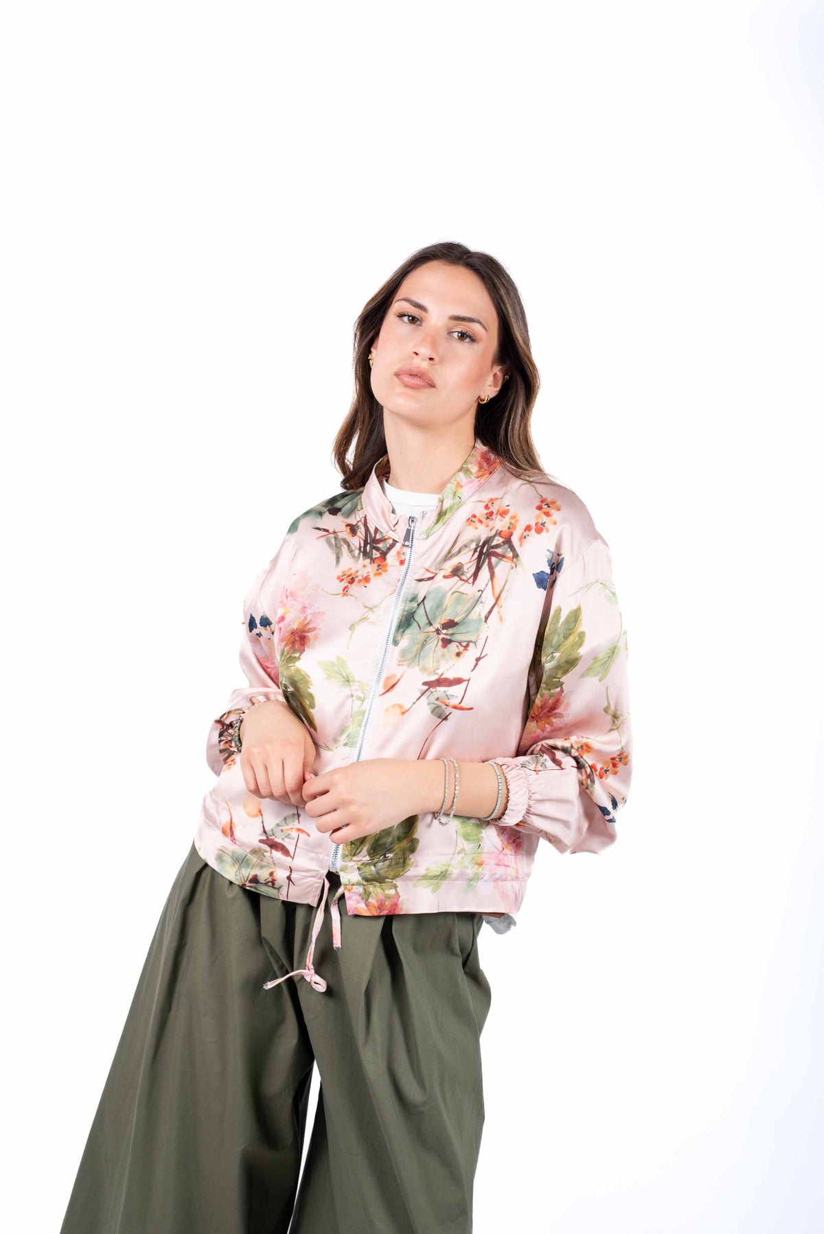 Bomber Fantasia Floreale Rosa donna Miss love - 3