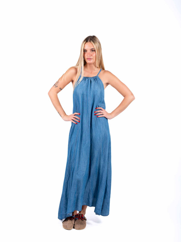 Abito Lungo in Chambray Halter da donna Miss love