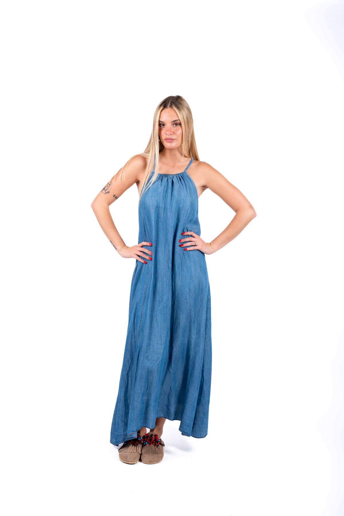 Abito Lungo in Chambray Halter donna Miss love - 1