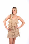 Abito Corto con Volant Sabbia donna Miss love - 5