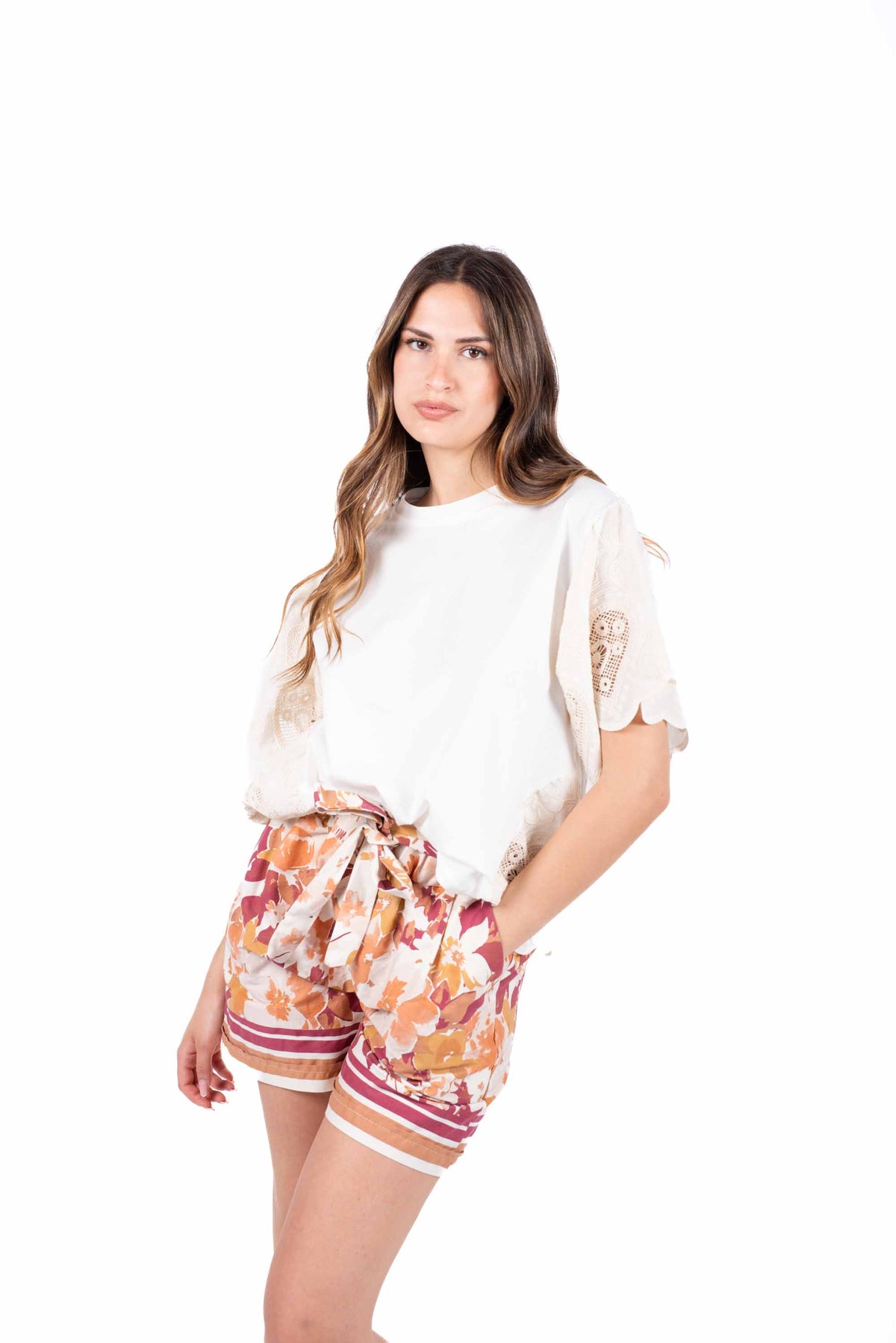 Shorts Stampa Floreale con Cintura donna Miss love - 6