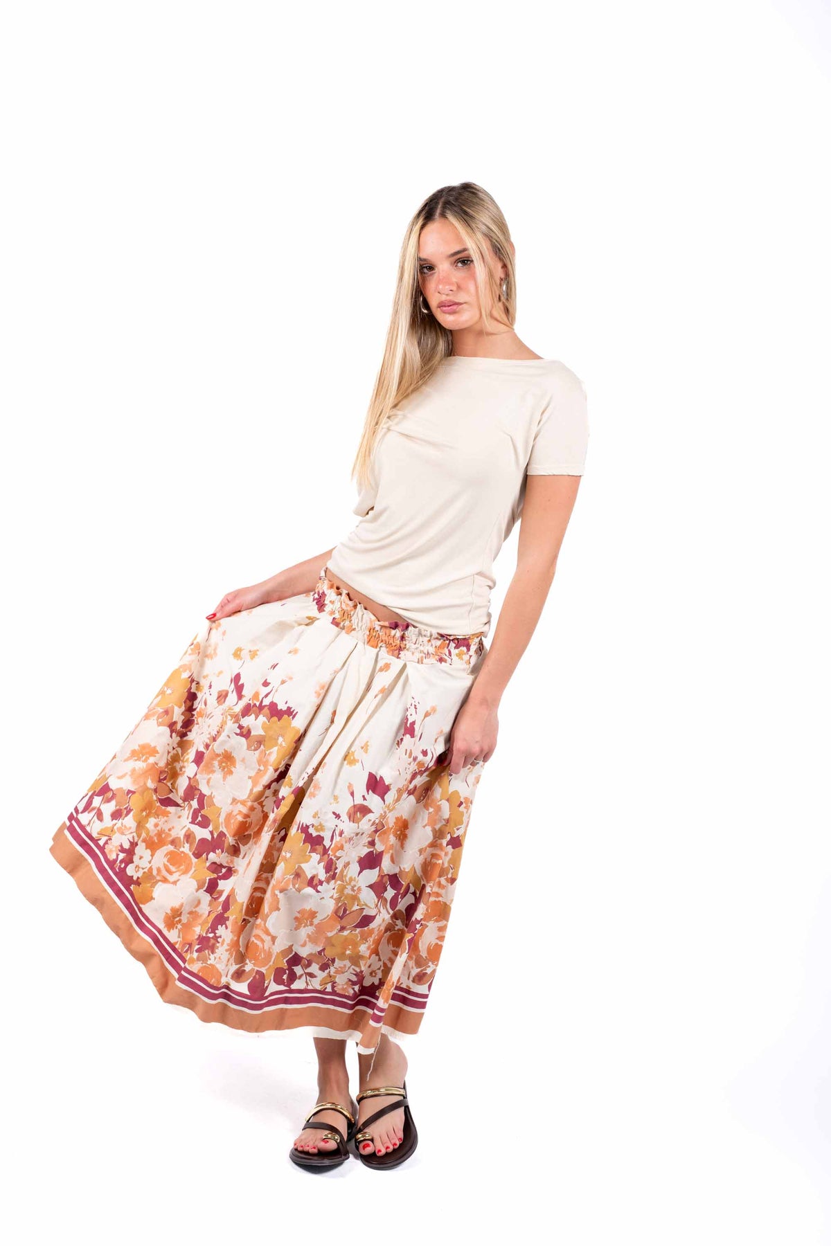 Gonna Midi Stampa Floreale donna Miss love - 4