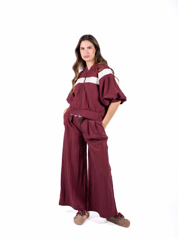 Bomber con Banda a Contrasto Bordeaux da donna Miss love