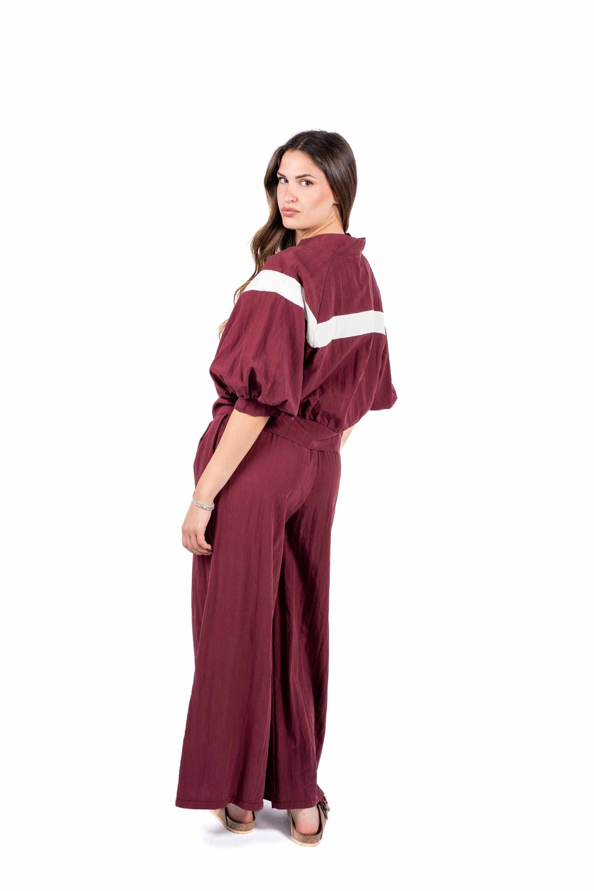 Bomber con Banda a Contrasto Bordeaux donna Miss love - 2