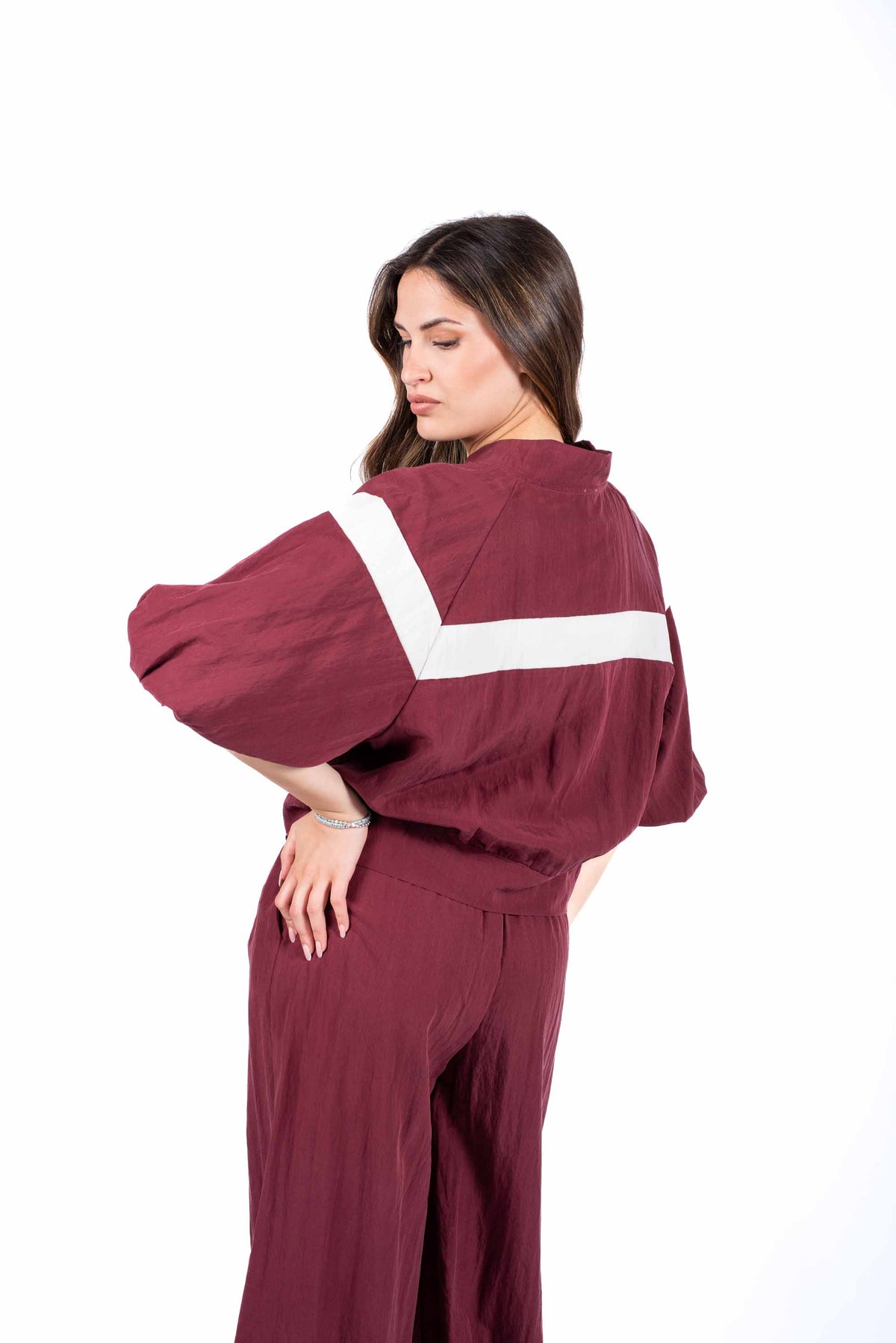 Bomber con Banda a Contrasto Bordeaux donna Miss love - 6