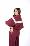 Bomber con Banda a Contrasto Bordeaux donna Miss love - 4
