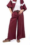 Pantaloni Wide Leg a Vita Alta Bordeaux donna Miss love - 1
