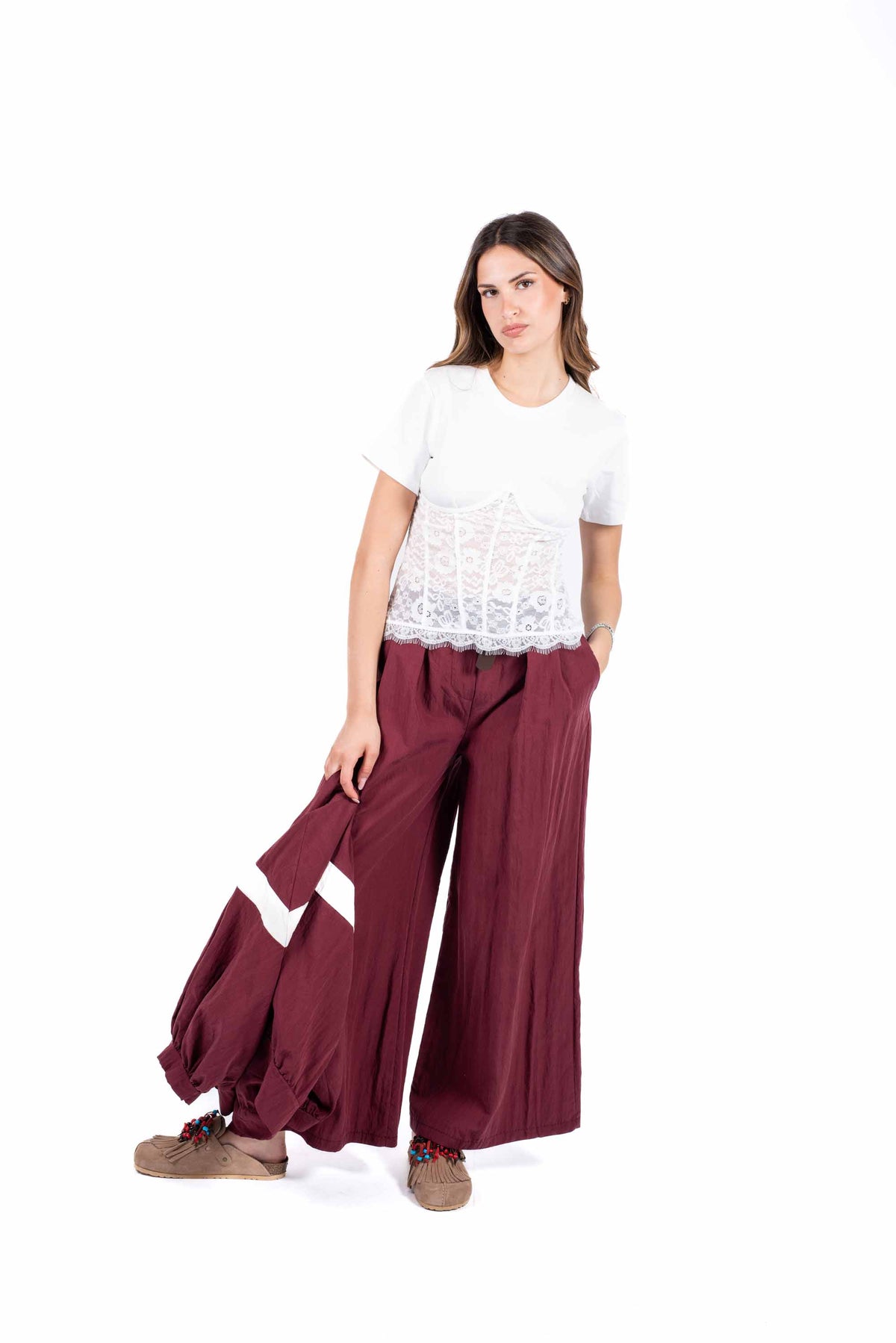 T-Shirt Combinata Effetto Corsetto donna Miss love - 3