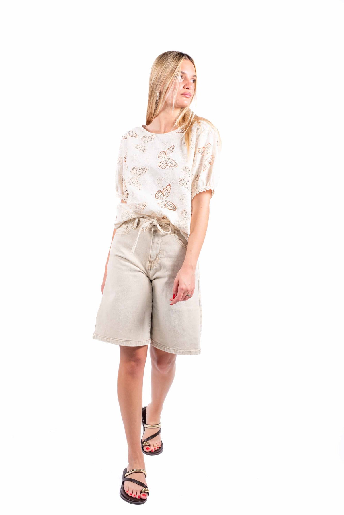 Blusa in Sangallo Panna donna Miss love - 2