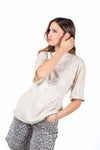 T-Shirt Combinata con Top in Pizzo Beige donna Miss love - 5