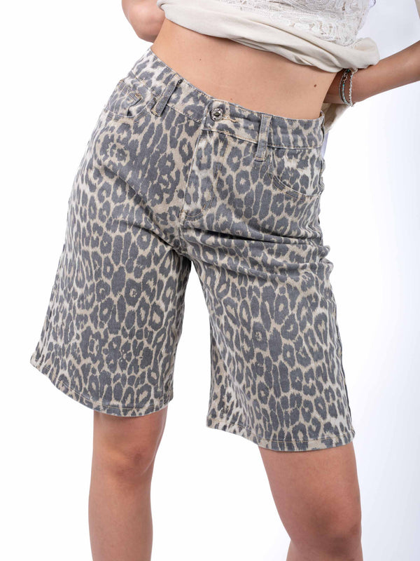 Bermuda Denim Animalier da donna Miss love