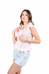 Top in Maglia con Volant Rosa donna Miss love - 3