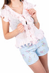Shorts Denim Stampa Floreale donna Miss love - 3