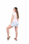 Shorts Denim Stampa Floreale donna Miss love - 5
