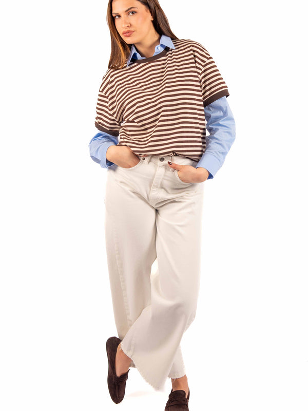 Jeans Wide Leg Bianco da donna Tensione in