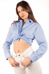 Camicia con Nodo Celeste donna Tensione in - 1