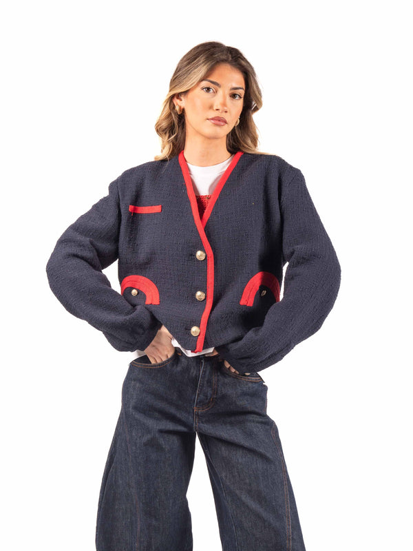 Giacca in Tweed "Scarto d'Ago" Blu da donna Tensione in