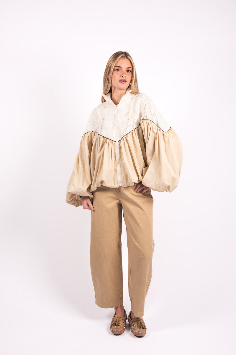 Bomber Couture Ricamato Beige donna Tensione in - 4