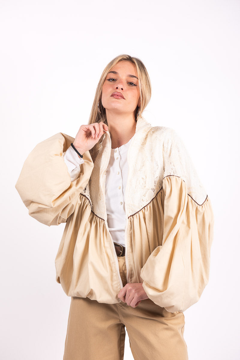 Bomber Couture Ricamato Beige donna Tensione in - 6