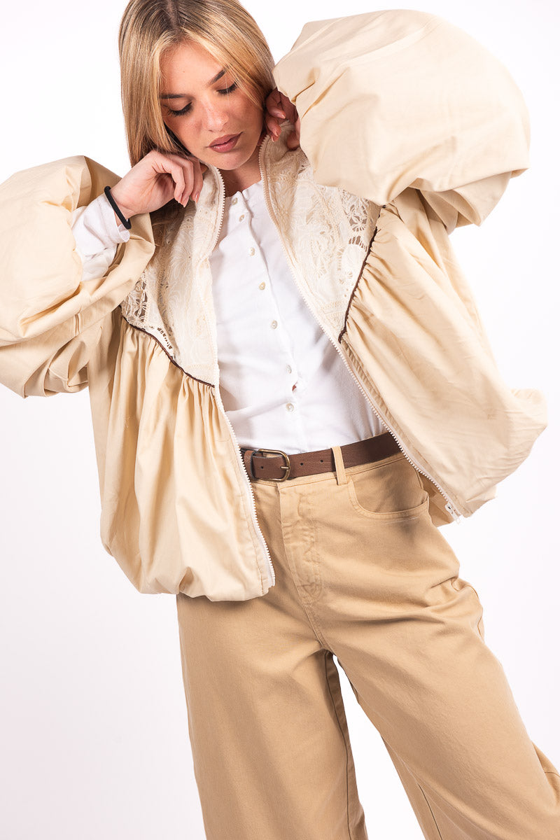 Bomber Couture Ricamato Beige donna Tensione in - 3