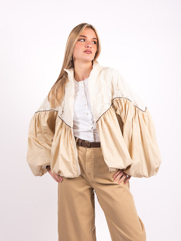 Bomber Couture Ricamato Beige da donna Tensione in