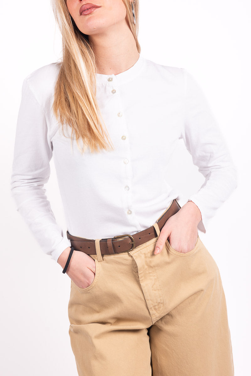 T-shirt Basic con Bottoncini Bianca donna Tensione in - 1