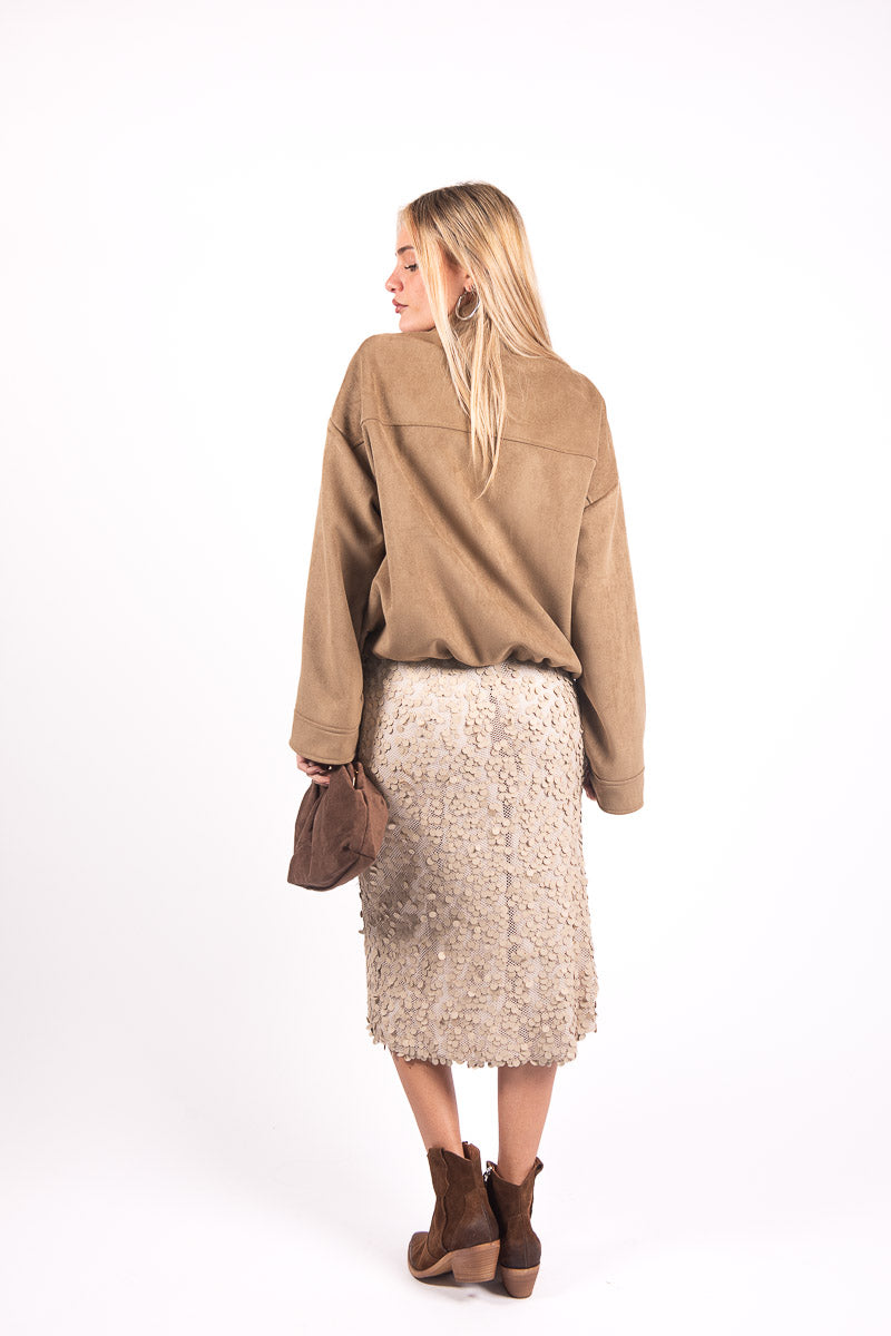 Giubbino Effetto Suede Cammello donna Tensione in - 5
