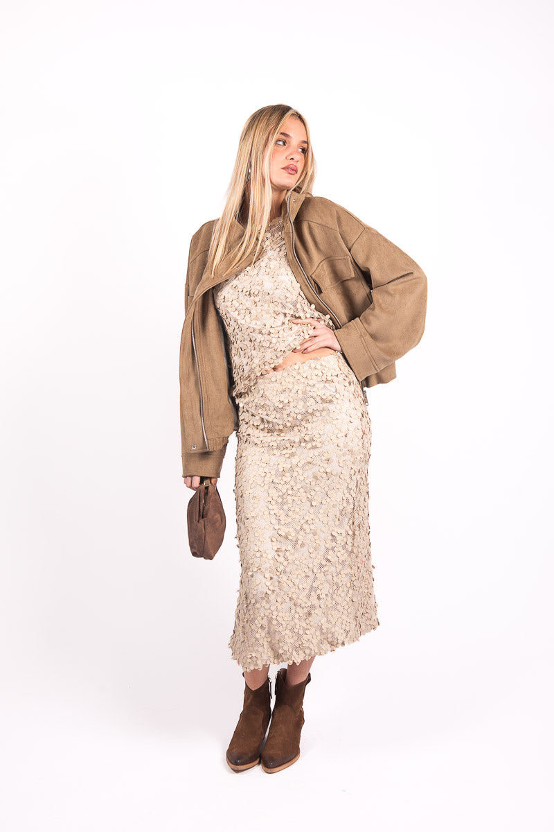 Gonna Rete con Paillettes Beige donna Tensione in - 3