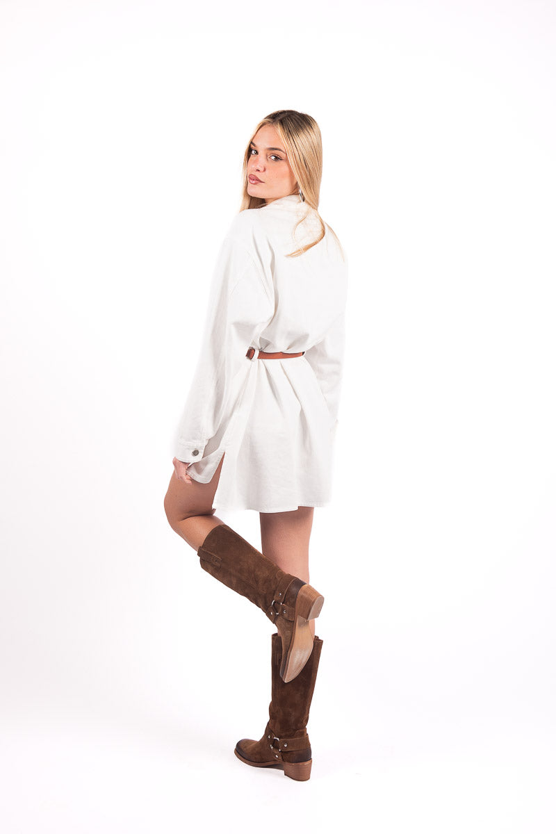 Abito Chemisier in Denim Bianco donna Tensione in - 3