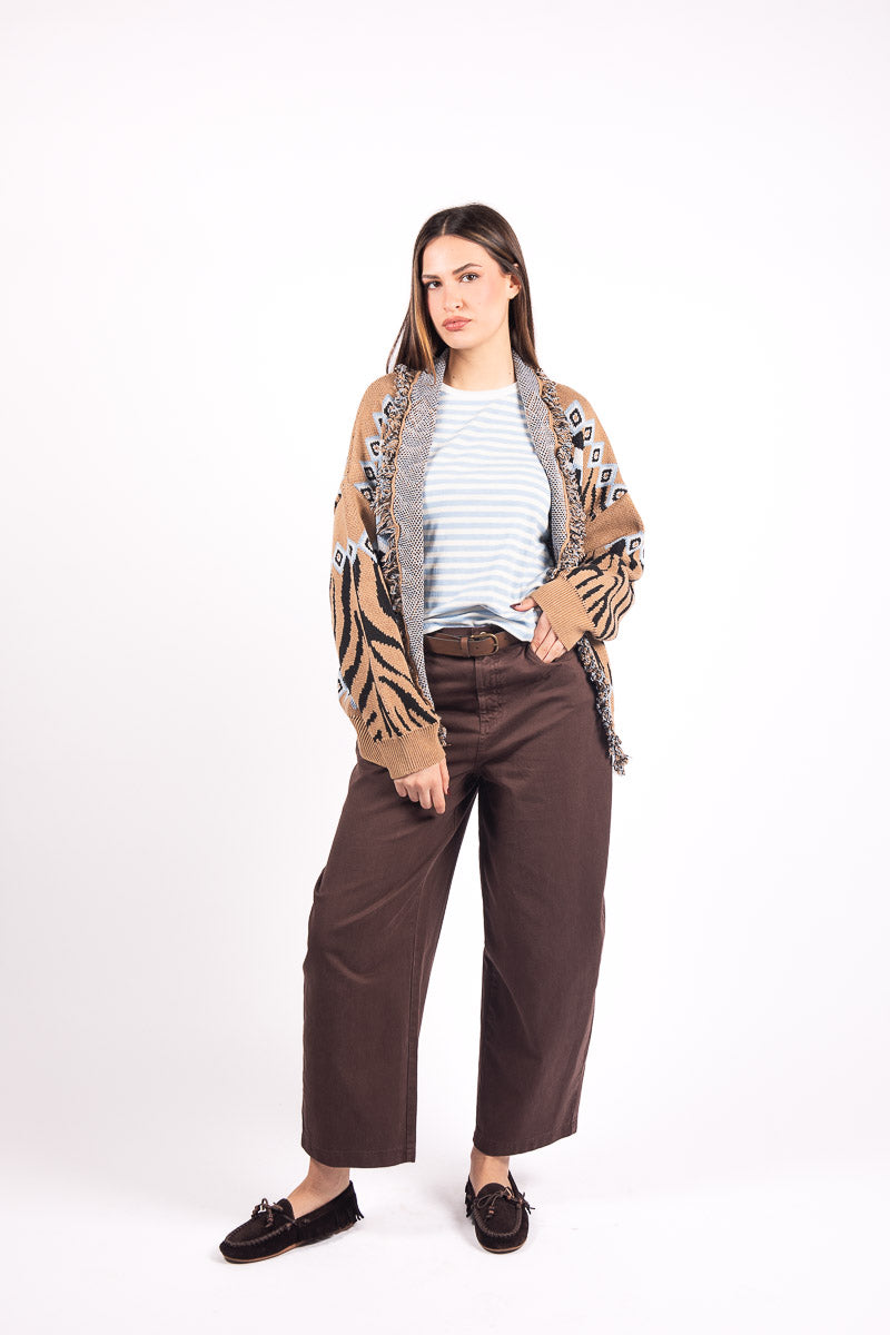 Cardigan Jacquard Con Frange donna Tensione in - 2